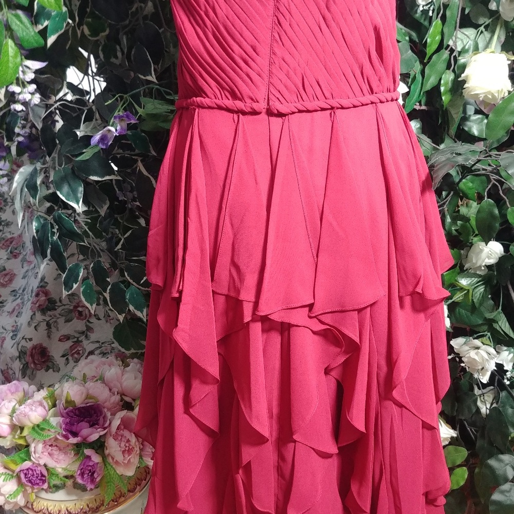 RED RUFFLE SUMMER DRESS SZ 10 - Picture 2 of 8